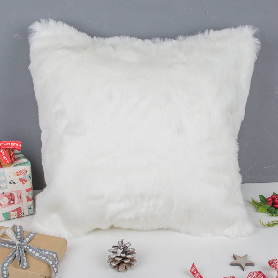 country cream faux fur cushion by dibor