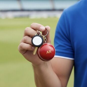 Personalised Vintage Miniature Cricket Ball Keyring, 11 of 12