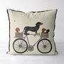 Dachshunds On Bicycle Decorative Cushion, thumbnail 1 of 2