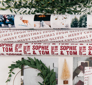 Christmas Personalised Red Typographic Wrapping Paper, 2 of 5