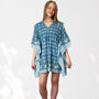 Blue Floral 100% Cotton Beach Kaftan, thumbnail 3 of 7