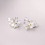 Sterling Silver Forget Me Not Trio Stud Earrings, thumbnail 3 of 8
