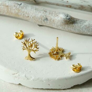 Sterling Silver Or Gold Plated Tree Stud Earrings, 10 of 12
