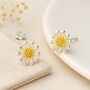 Sterling Silver And Gold Daisy April Birth Flower Earrings, thumbnail 1 of 8