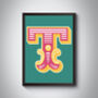 Capital T Letter Bold Carnival Initial Art Circus Print, thumbnail 4 of 4