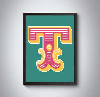 Capital T Letter Bold Carnival Initial Art Circus Print, 4 of 4