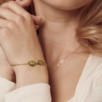 Family Name Bracelet, Sterling Silver Two Organic Pebbles, 5 of 9