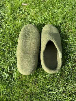 Green 100% Wool Indoor Slippers Made In Nepal, 4 of 6