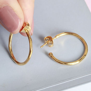 18ct Gold Plated Polished Hoop Earrings, 4 of 7