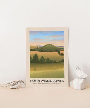 North Wessex Downs Aonb Travel Poster Art Print, 3 of 8