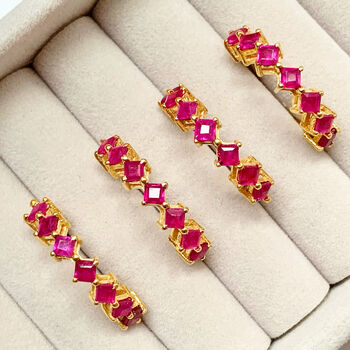 Square Ruby Half Eternity Ring, 4 of 6