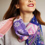 Fine Wool Graphic Mixed Collage Purple Pink Scarf, thumbnail 1 of 6