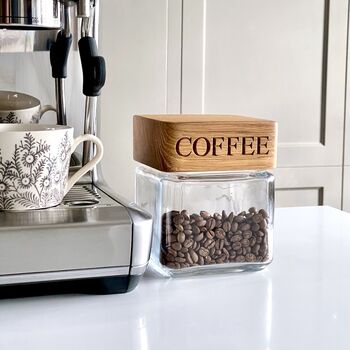 Personalised Oak Lid Glass Storage Jar Set, 2 of 4