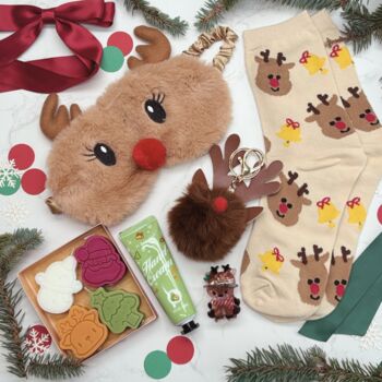 Reindeer Christmas Pamper Gift Box For Tweens And Teens – Eye Mask, Socks And Festive Treats, 12 of 12