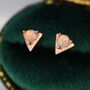 Tiny Opal Triangle Stud Earrings In Sterling Silver, thumbnail 7 of 11