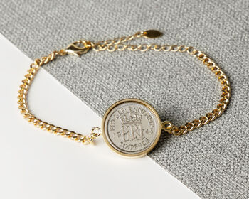 1945 80th Birthday Sixpence Coin Chain Bracelet, 2 of 5