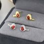 Ruby Cz Robin Bird Stud Earrings Sterling Silver, thumbnail 3 of 11