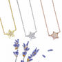Star Cz Necklace Rose Or Gold Plated 925 Silver, thumbnail 3 of 6