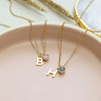 Personalised Heart Birthstone Charm Necklace, 6 of 11