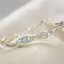 Handmade Dainty Silver Blue Fire Opal Flower Bracelet, thumbnail 3 of 8