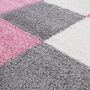The Rugs Geometric Shaggy Rug Pink Checkered Rug, thumbnail 11 of 12