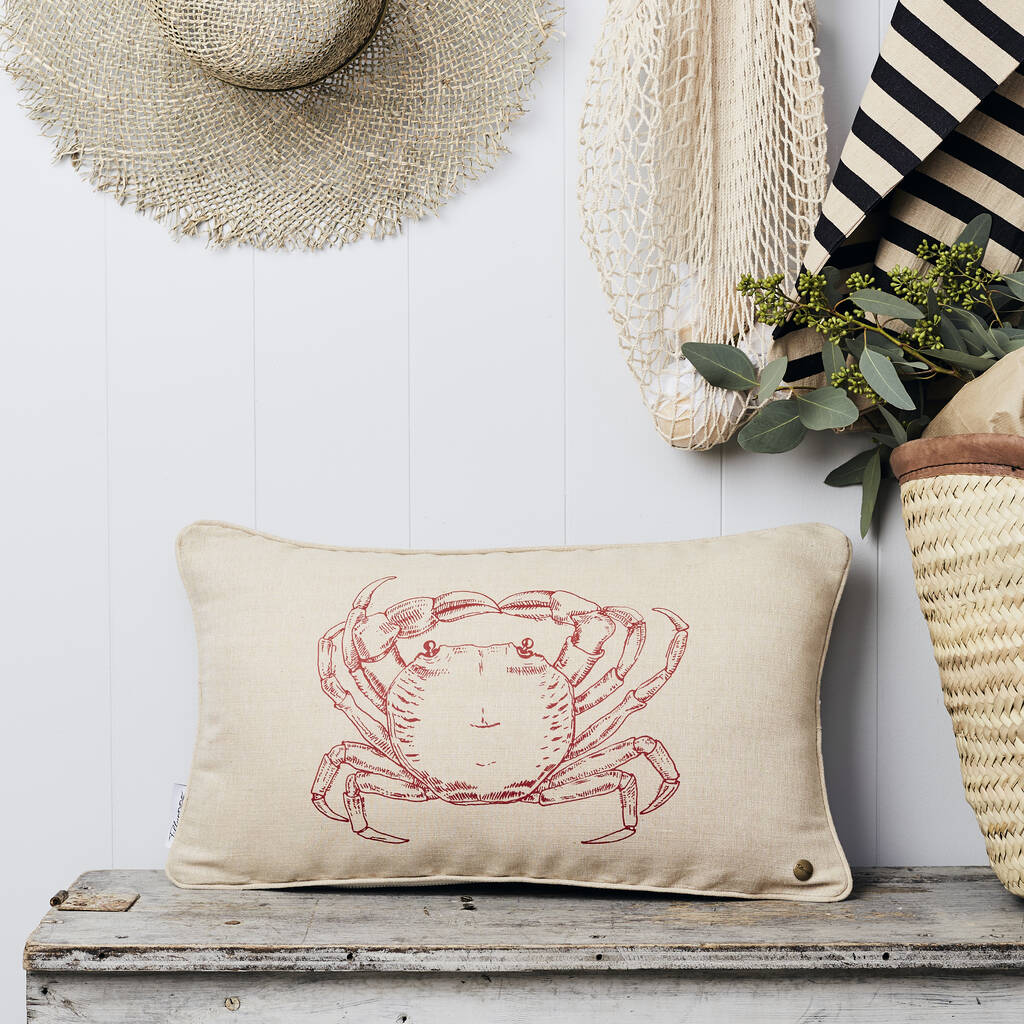 Crab Linen Boudoir Cushion By Tillyanna