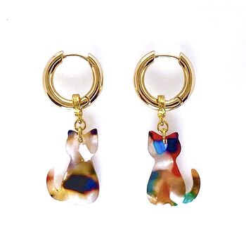 Colour Blocked Cats Hoops Earrings, 6 of 6
