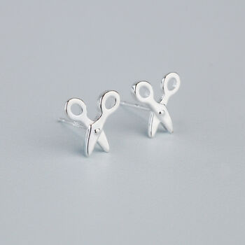 Sterling Silver Scissor Stud Earrings, 3 of 6