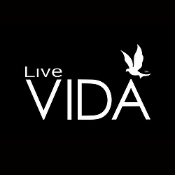 Live Vida brand logo trademark lettering and flying dove 