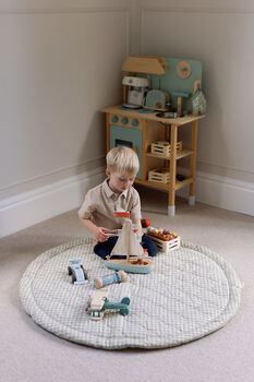 Gingham Sage Quilted Playmat, 3 of 7