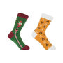 Christmas Tree Green And Elements Mustard Women's Socks, thumbnail 1 of 4
