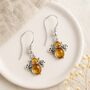 Sterling Silver Baltic Amber Bee Earrings, thumbnail 2 of 4