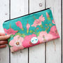 Tropical Hibiscus Lined Cotton Cosmetics Bag, thumbnail 1 of 7