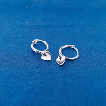 Heart Earrings, 925 Sterling Silver Hoops, 3 of 8