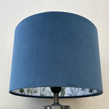 Abigail Aegean Blue Velvet Double Sided Flower Lampshade, 5 of 9