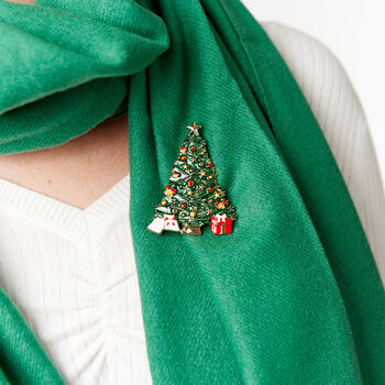 Cashmere Blend Scarf And Festive Magnetic Brooch Set, 3 of 8