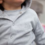 Embroidered Initials Grey Stripey Baby Hooded Jacket, thumbnail 4 of 7