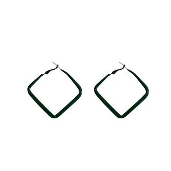 Black Square Geometric Large Hoop Earrings, 2 of 3