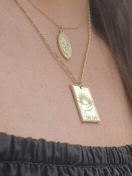 The Sun 14k Gold Plated Tarot Card Necklace, 4 of 5