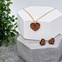 Wooden Scalloped Heart Necklace And Earring Set, thumbnail 3 of 3