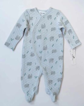 New Baby Boy Polar Bear Winter Quilted Sleepsuit, 2 of 6