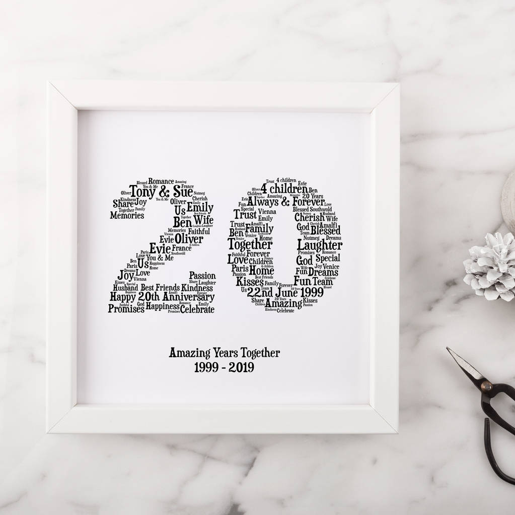 Personalised 20th Anniversary Gift By Hope And Love 