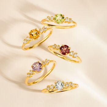 Lavender Amethyst Five Stone Ring In Sterling Silver And Gold, 7 of 11
