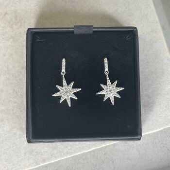 Sterling Silver Dangly North Star Earrings, 4 of 12