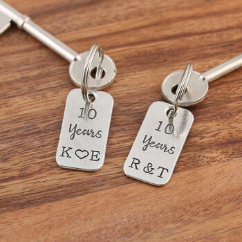 10th Anniversary Couples Gift Milestone Year Keyring, 7 of 8