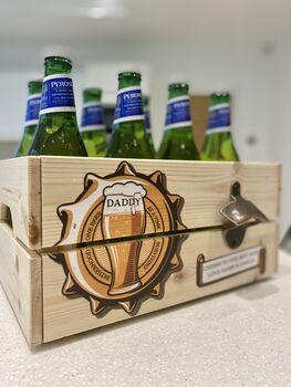 Personalised Fathers Day Beer Crate With Bottle Opener, 2 of 4