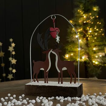 Deers Under Love Heart Christmas Decoration, 2 of 4
