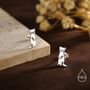 Sterling Silver Cute Weasel Stud Earrings, thumbnail 3 of 11