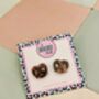 Twist And Spark Pretzel Glitter Resin Stud Earrings, thumbnail 3 of 3