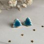 Tiny Turquoise Christmas Tree Ceramic Earrings, thumbnail 10 of 10